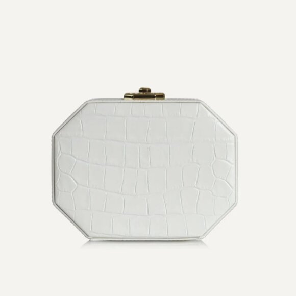 37. MISELA Alexa At Belgravia Leather Crocodile Embossed Box Clutch Bag $1050 - Picture 1 of 4